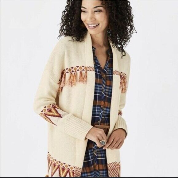 MATILDA JANE Women's Moments With You Gingersnap Open Front Cardigan White Small - Picture 3 of 13